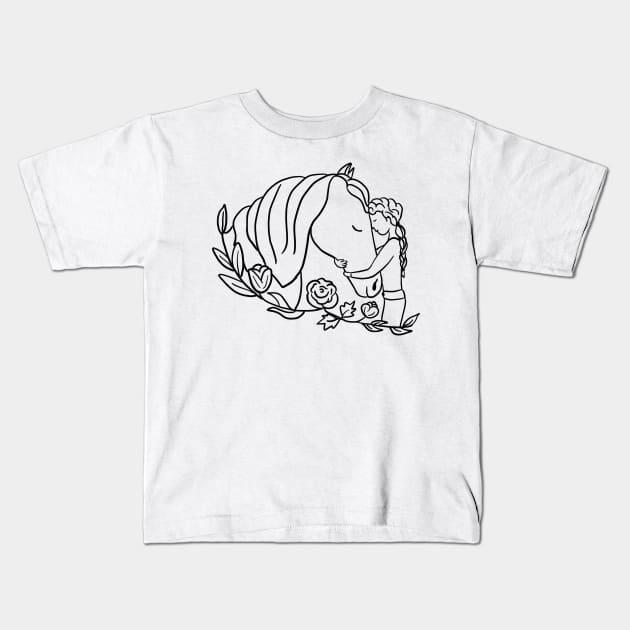 Horse and girl Kids T-Shirt by Antiope